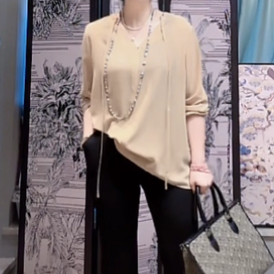 【U.M】柔软浪花V领飘逸衬衫