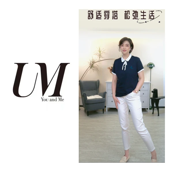 【U.M】蝴蝶结减龄精致藏青色polo衫
