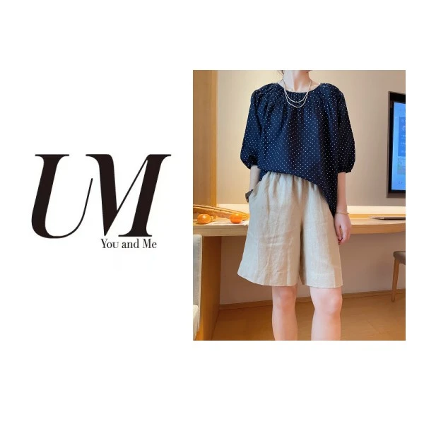 【U.M】波点减龄圆领衬衫