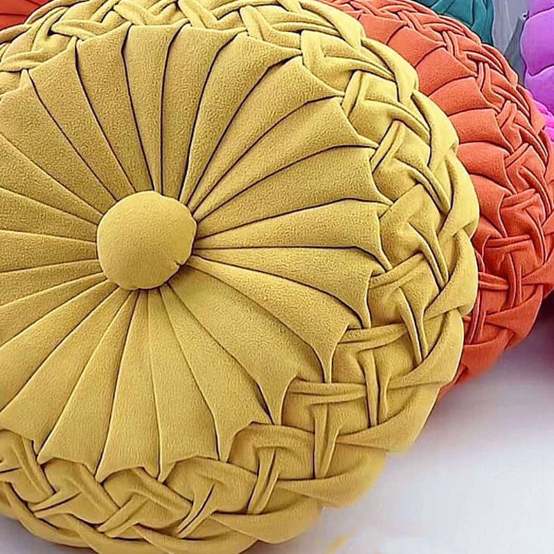 小六花边手工抱枕制作材料包全套圆形靠垫元宝枕半成品客厅南瓜枕