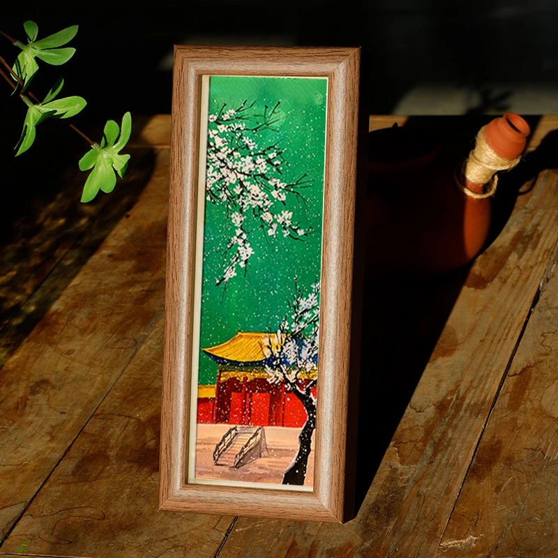 【雪楼花】长条款书法摆台文艺书法桌面木质玻璃中空相框