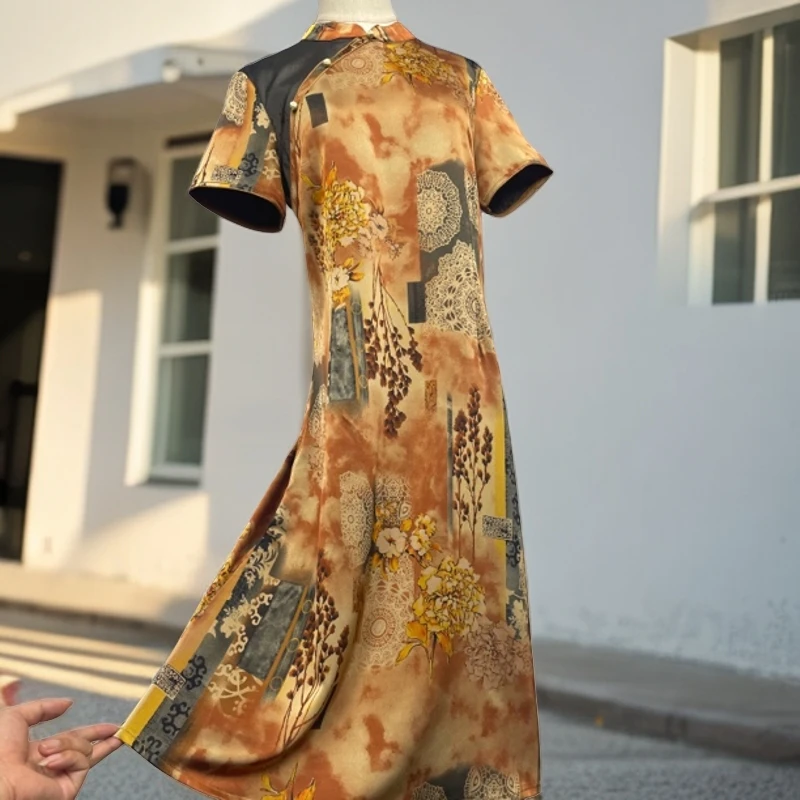 6116 中年妈妈夏装旗袍连衣裙子时尚气质高雅修身显瘦贵夫人长裙