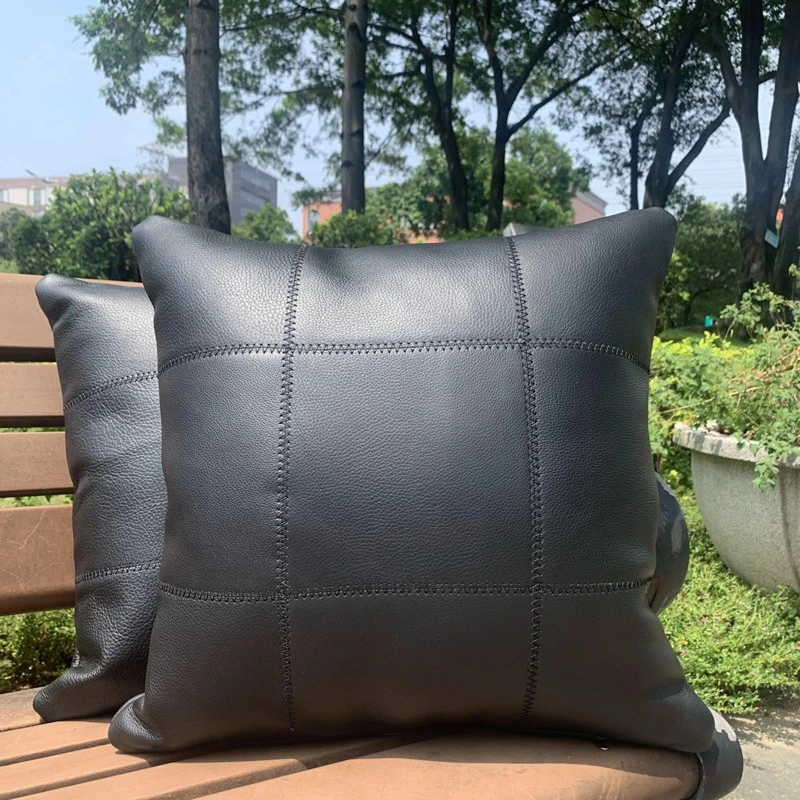 双面头层牛皮纯皮拼色真皮方枕靠垫腰枕沙发椅子腰垫含芯45*45cm