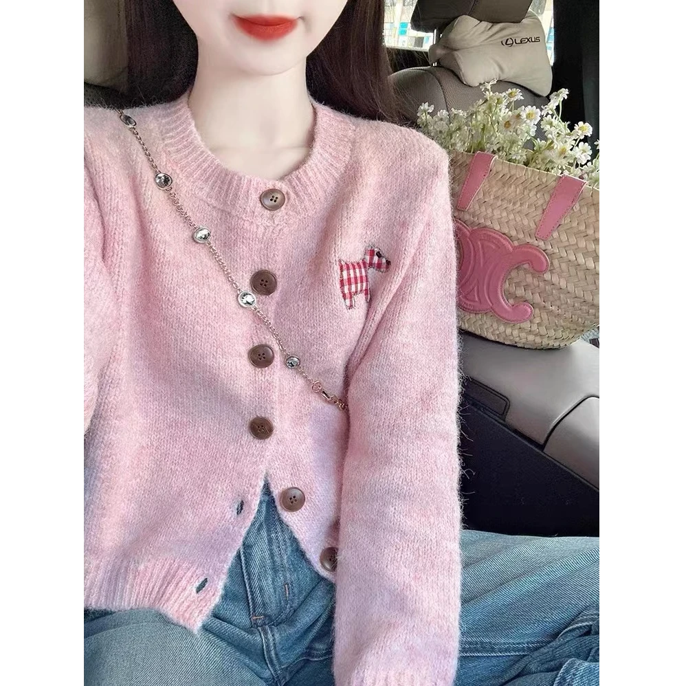 秋冬季2025韩剧女主穿搭又a又飒盐系炸街针织毛衣牛仔裤两件套装