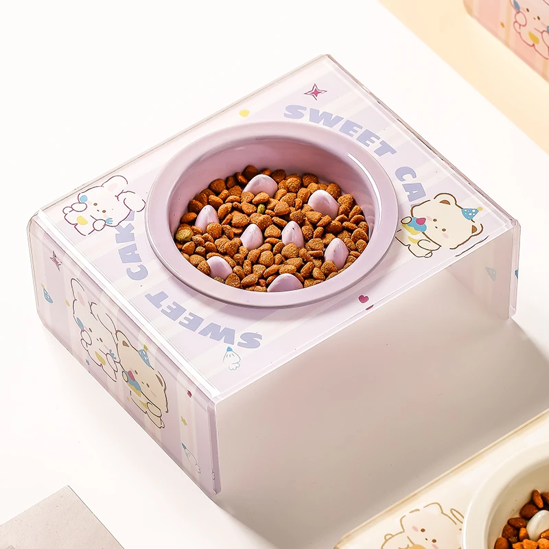 慢食碗宠物高脚陶瓷中小型犬猫咪防噎缓食防打翻护颈饭盆碗饮水碗