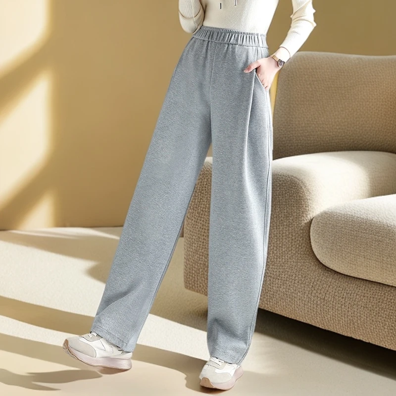 布琳达时尚运动香蕉裤25秋灰色女裤新款天丝棉高腰宽松显瘦休闲裤