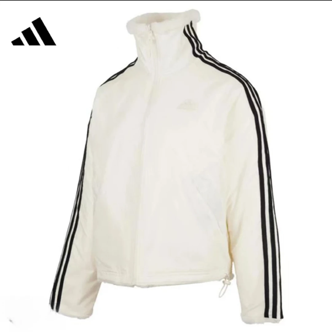 阿迪达斯女款双面穿人造毛皮保暖运动休闲夹克外套JX6836