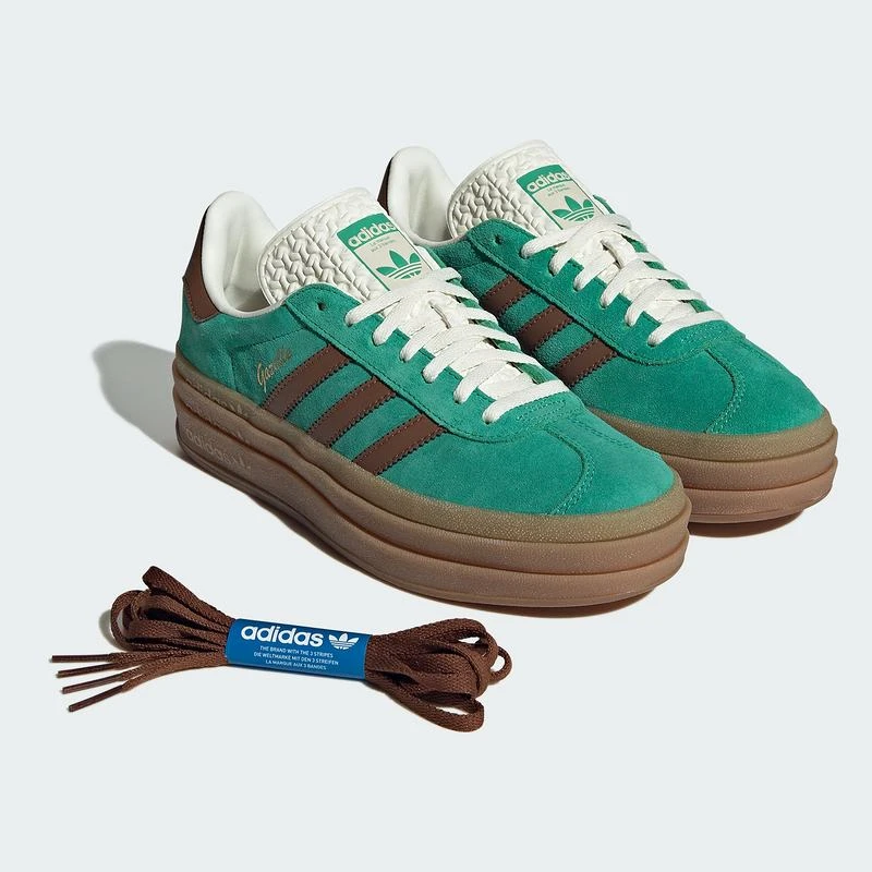 Adidas/阿迪达斯女子GAZ 经典厚底运动板鞋「T头鞋」绿色JP8045