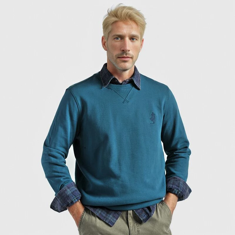 MCS合身版卫衣棉水洗做旧休闲圆领美式针织外套男冬款CW21KJ106M