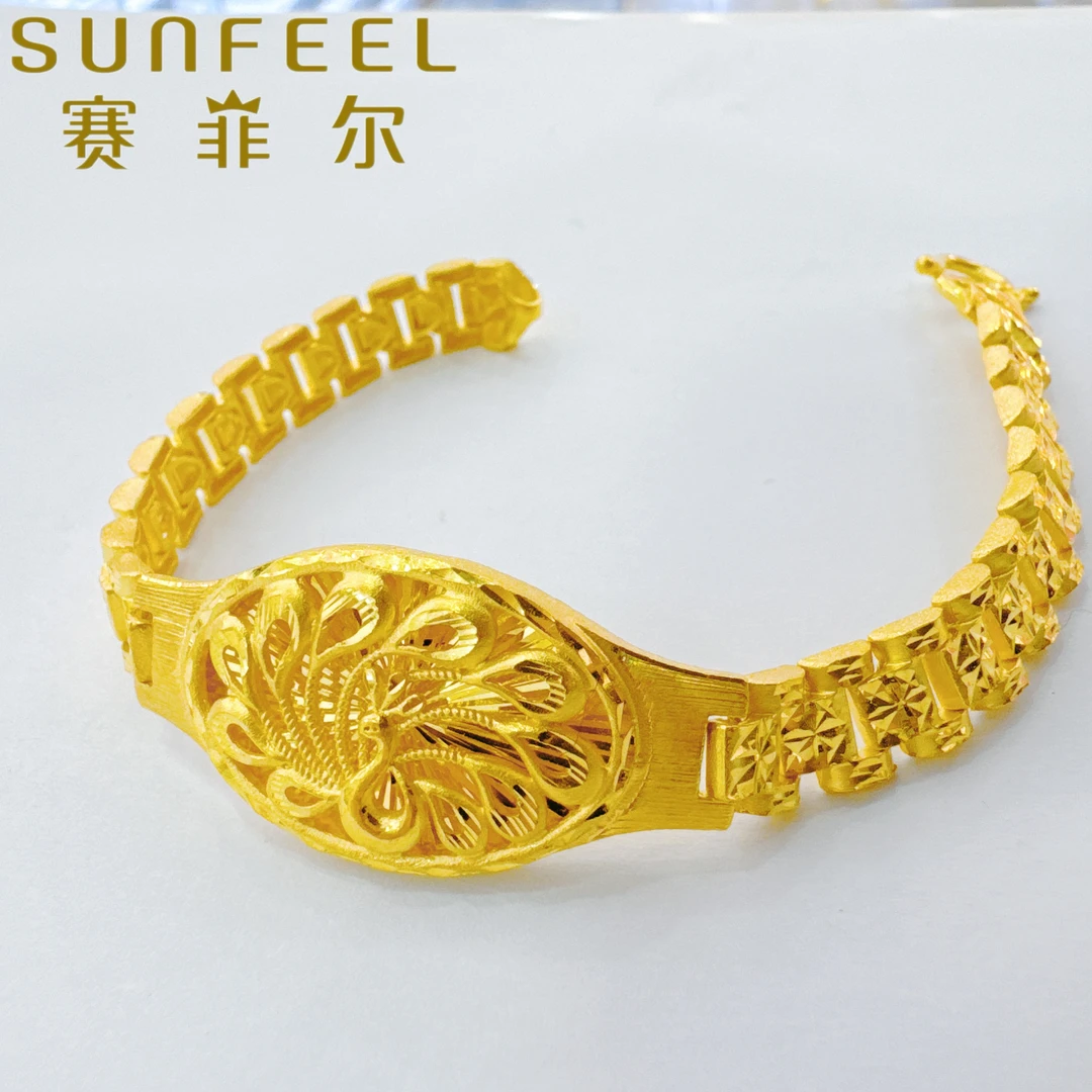 赛菲尔万足®足金孔雀开屏手表手链58473