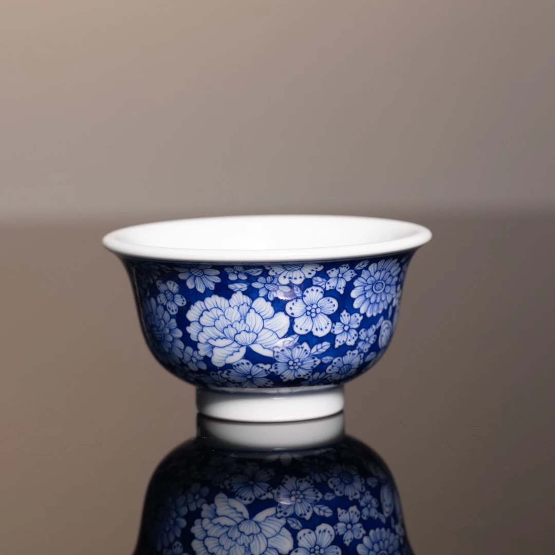 【榫卯柴窑】万花压手杯手工手绘陶瓷主人杯家用茶道（sm118）