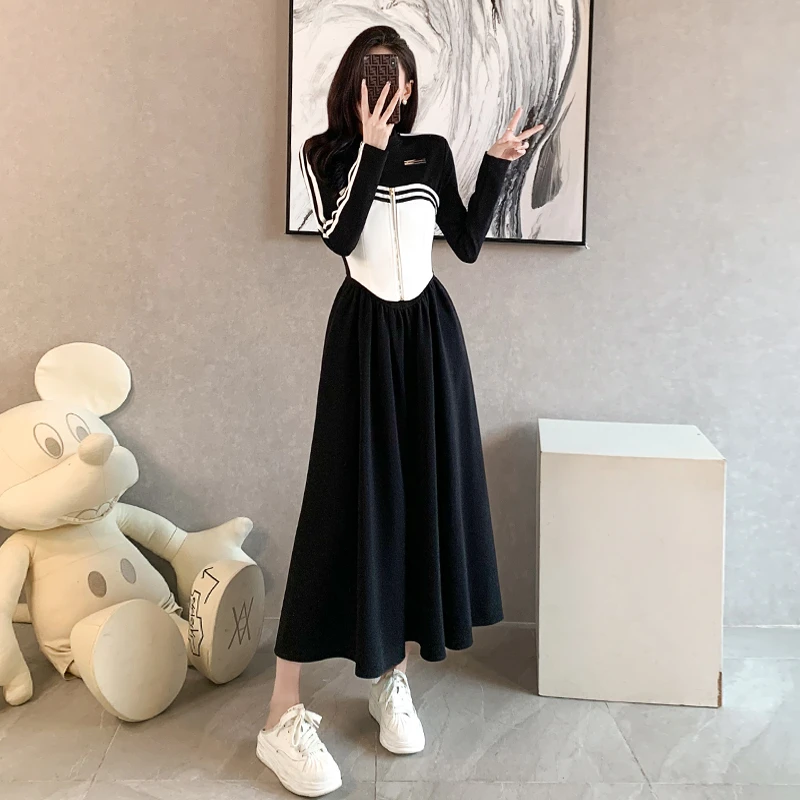 高级感法式长袖连衣裙秋季女士高档气质收腰显瘦长款外出洋气裙子