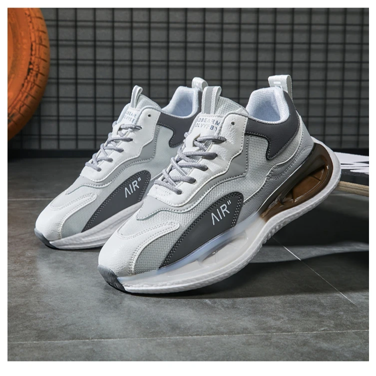 爆米花超轻跑步鞋百搭休闲时尚网面男士夏季春季潮流潮鞋网面低帮