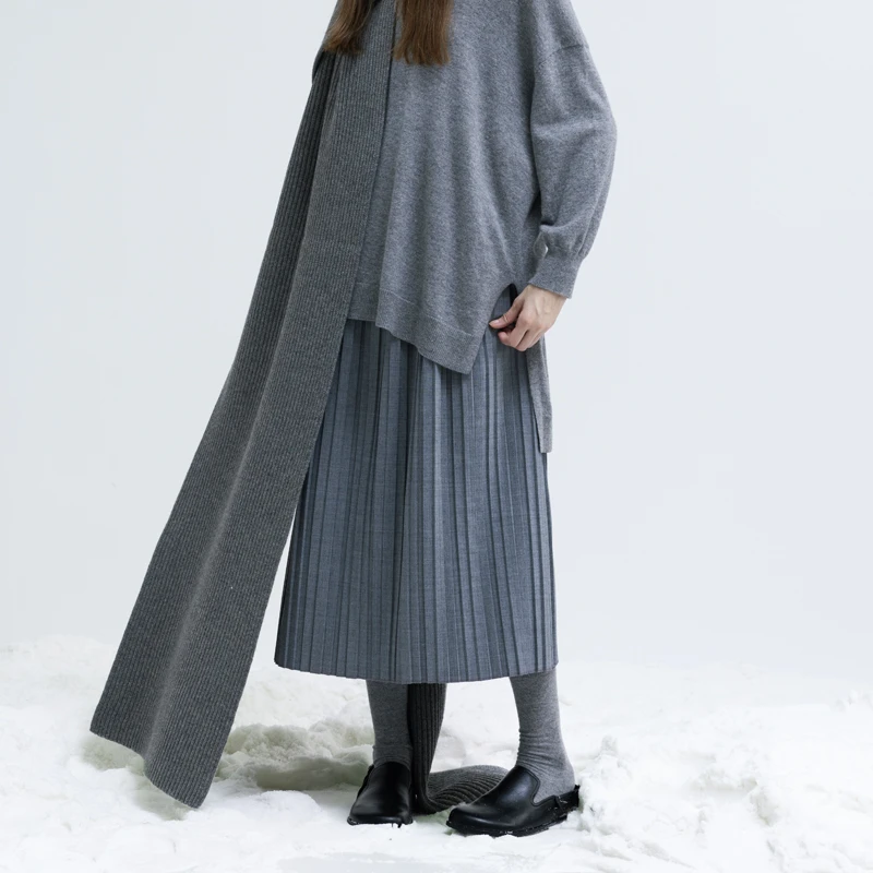 FLORA&AILEY单色半橡筋压褶裙Z4371A0B202373