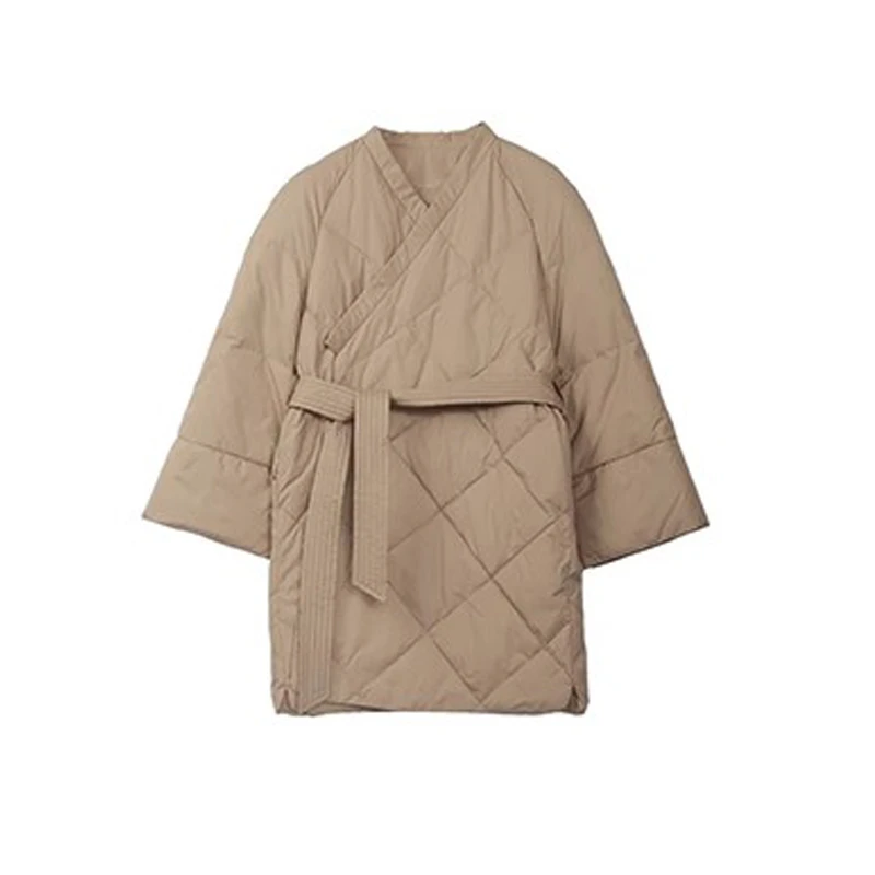 FLORA&AILEY【星线好物】斜门襟系带羽绒服16081