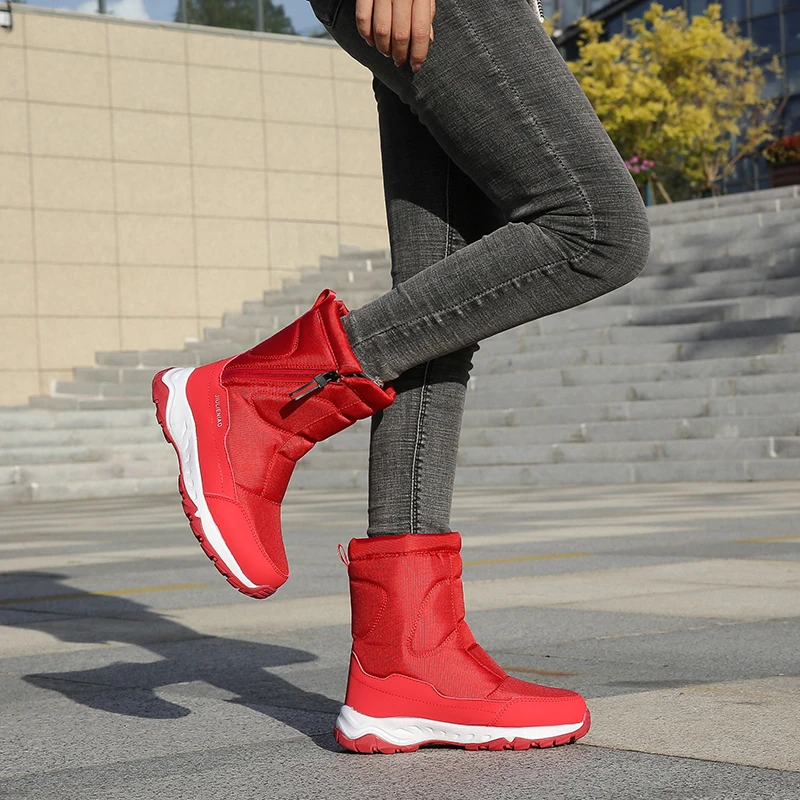 冬季户外保暖加厚雪地靴情侣拉链棉鞋防水户外厚底男女东北大棉鞋