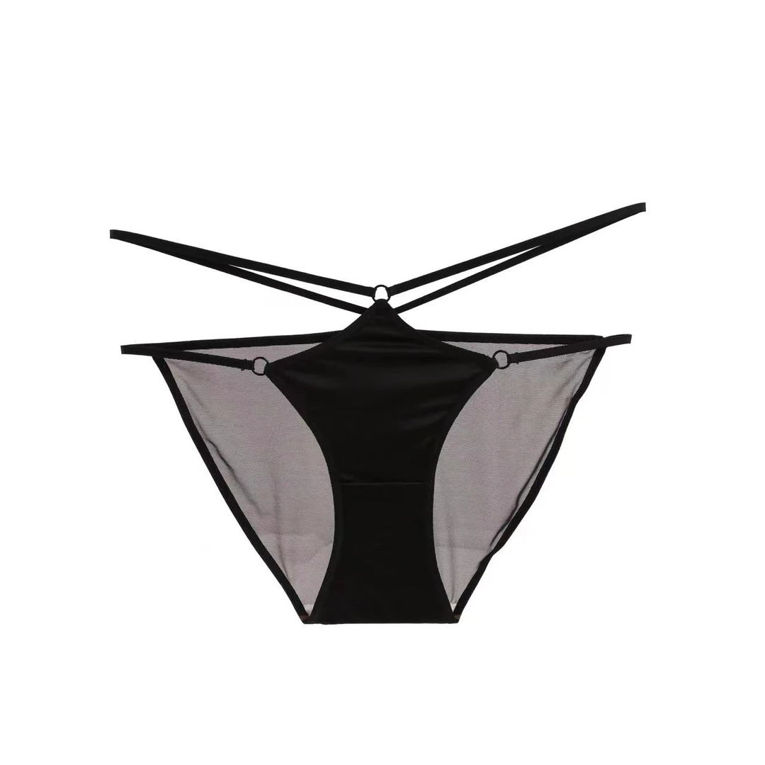 【80-140斤】性感网纱冰丝纯色中腰女内裤C3225