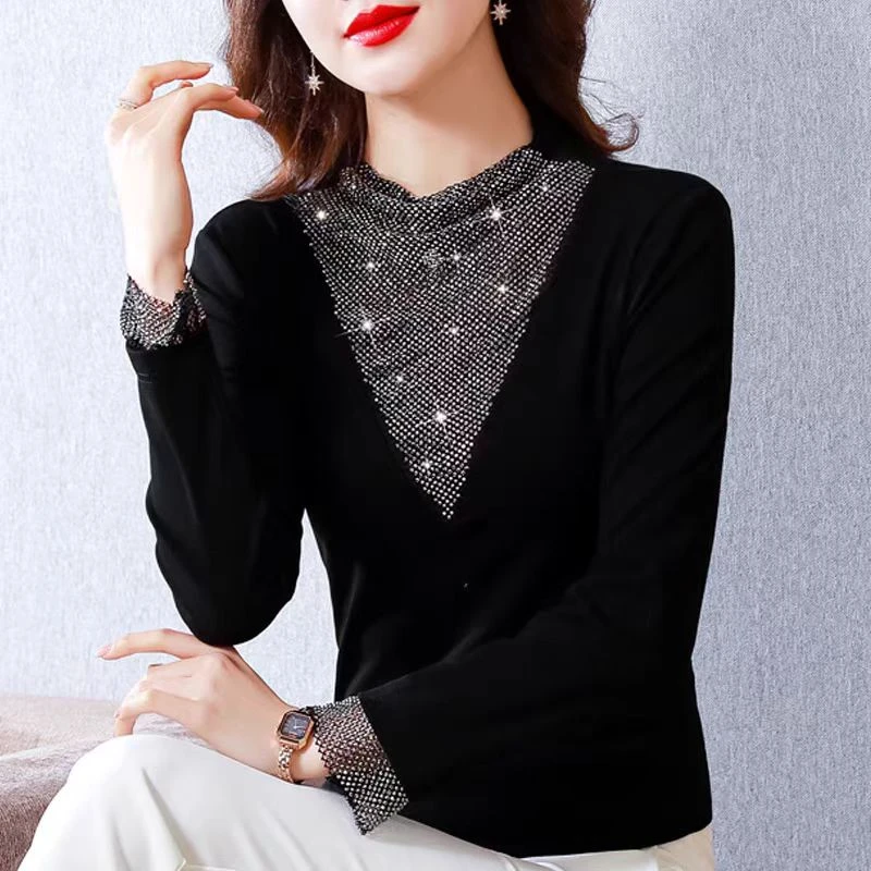 2024新款休闲黑色打底衫女长袖半高领内搭小衫显瘦漂亮洋气时尚