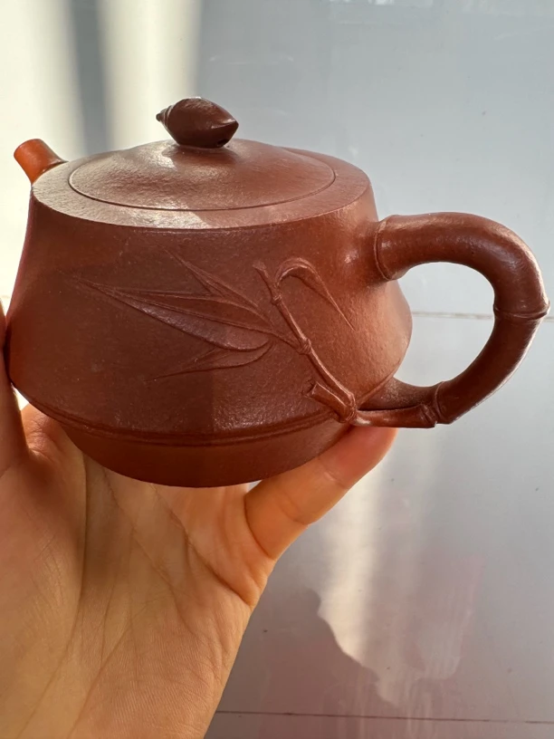 宜兴紫砂（知竹）精工半手，红降坡250cc