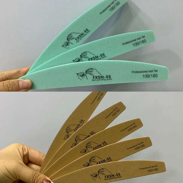 新款水洗海绵抛耐用不掉砂日式砂纸半月形指甲锉带齿修型搓条