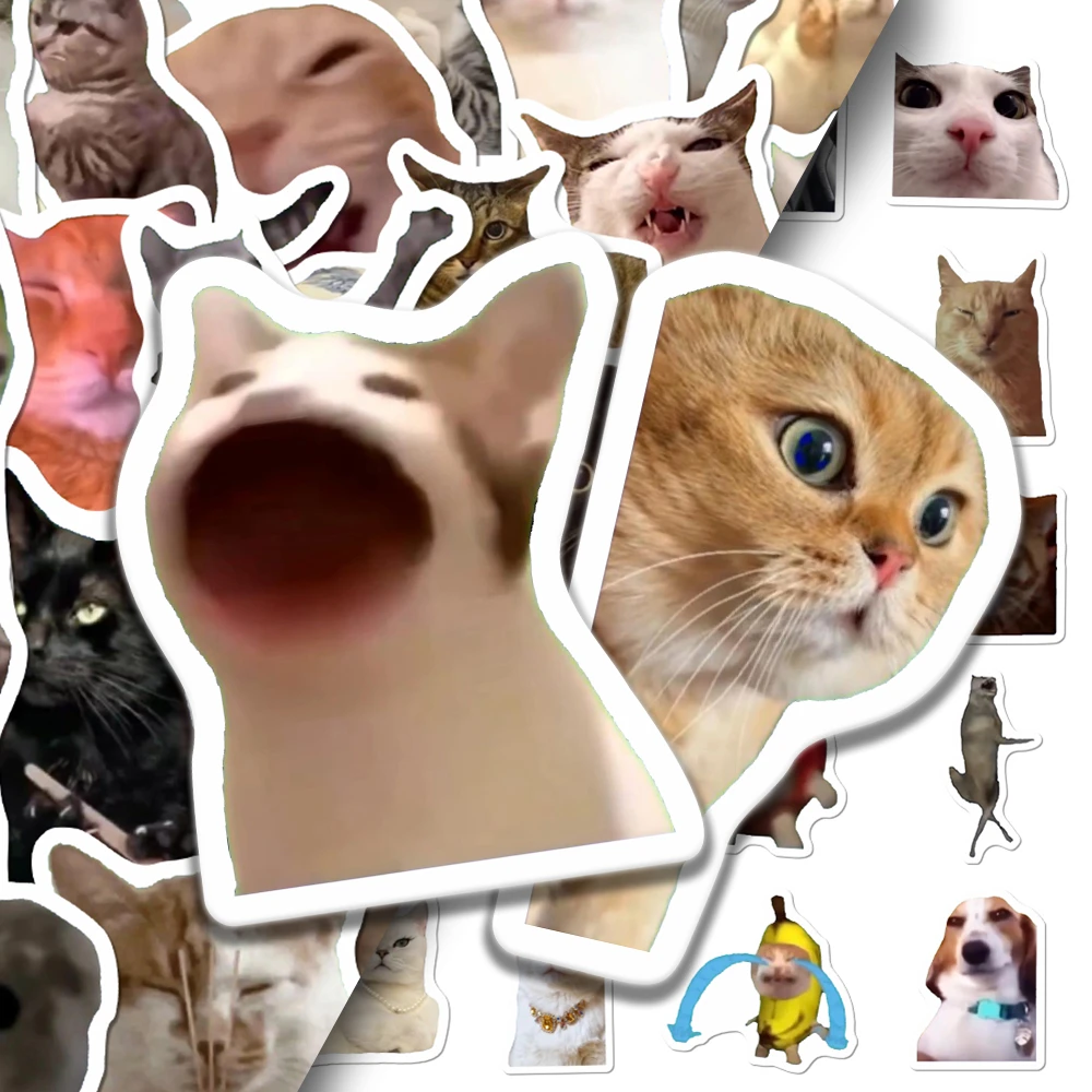 101张猫meme贴纸爆款动物网红创意搞笑趣味表情包手账装饰防水贴