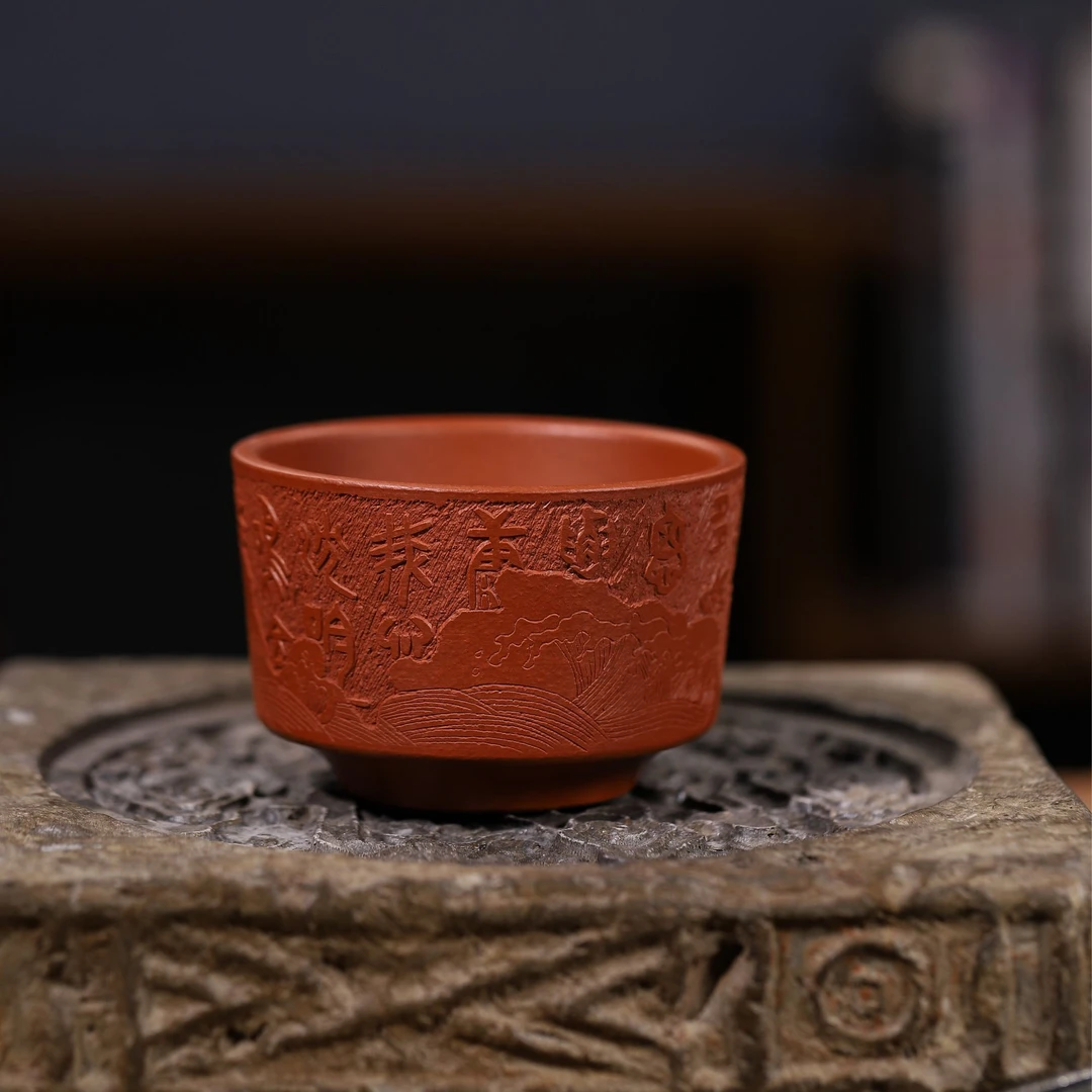 婳亭原创 | 朱泥大红袍 短歌行 纯手工主人杯 130CC 宜兴原矿紫砂