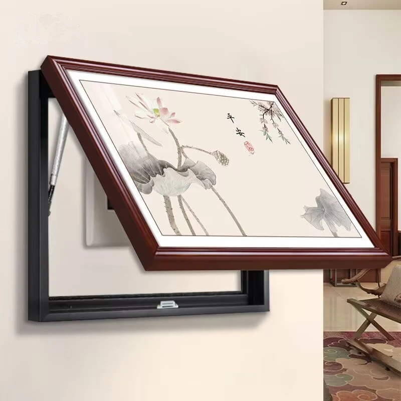 新中式电表箱装饰画2025新款免打孔电闸遮挡盒壁画餐厅配电箱挂画