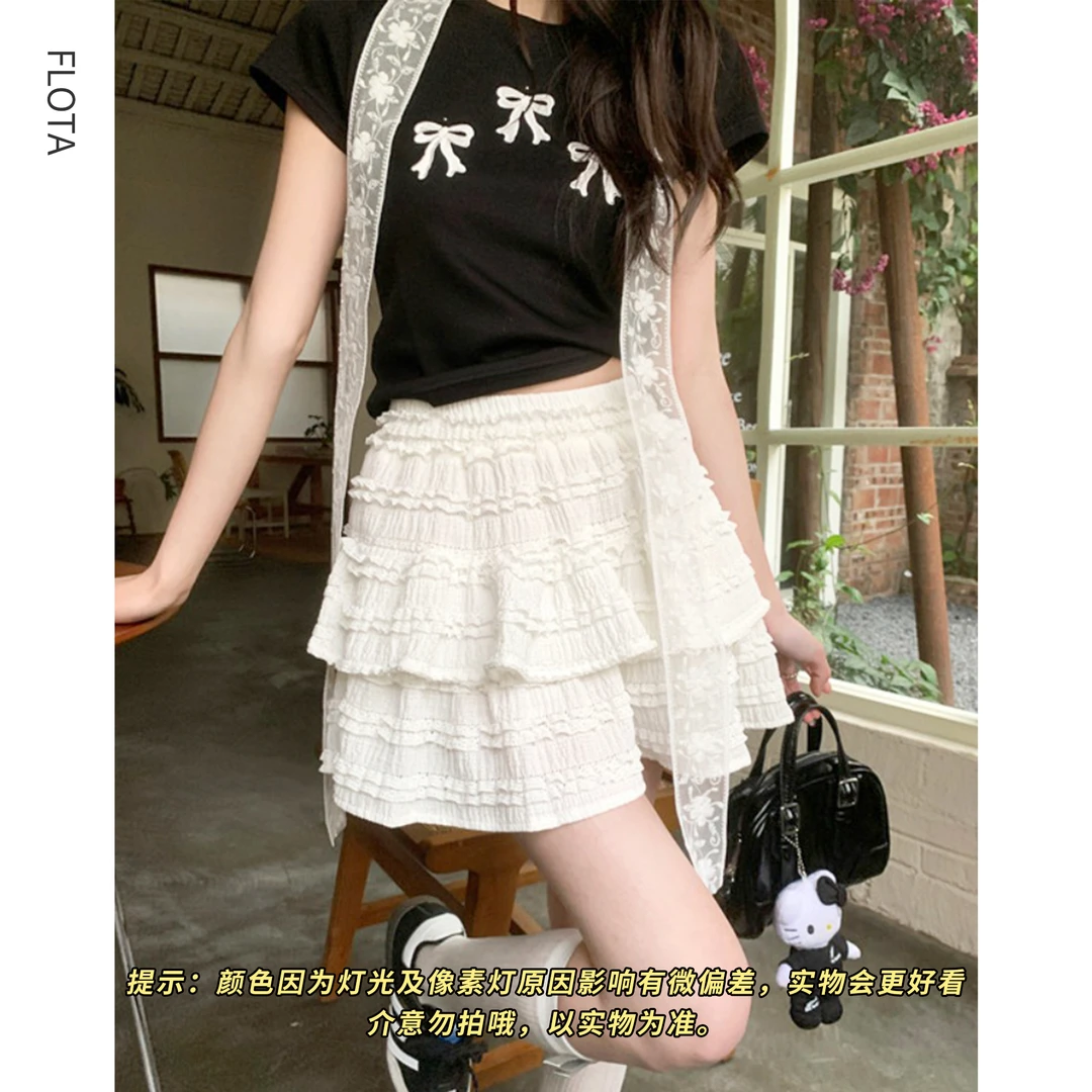 【FLOTA】温柔系松紧腰蛋糕蓬蓬短裙少女感甜美裙子内衬防走光裙