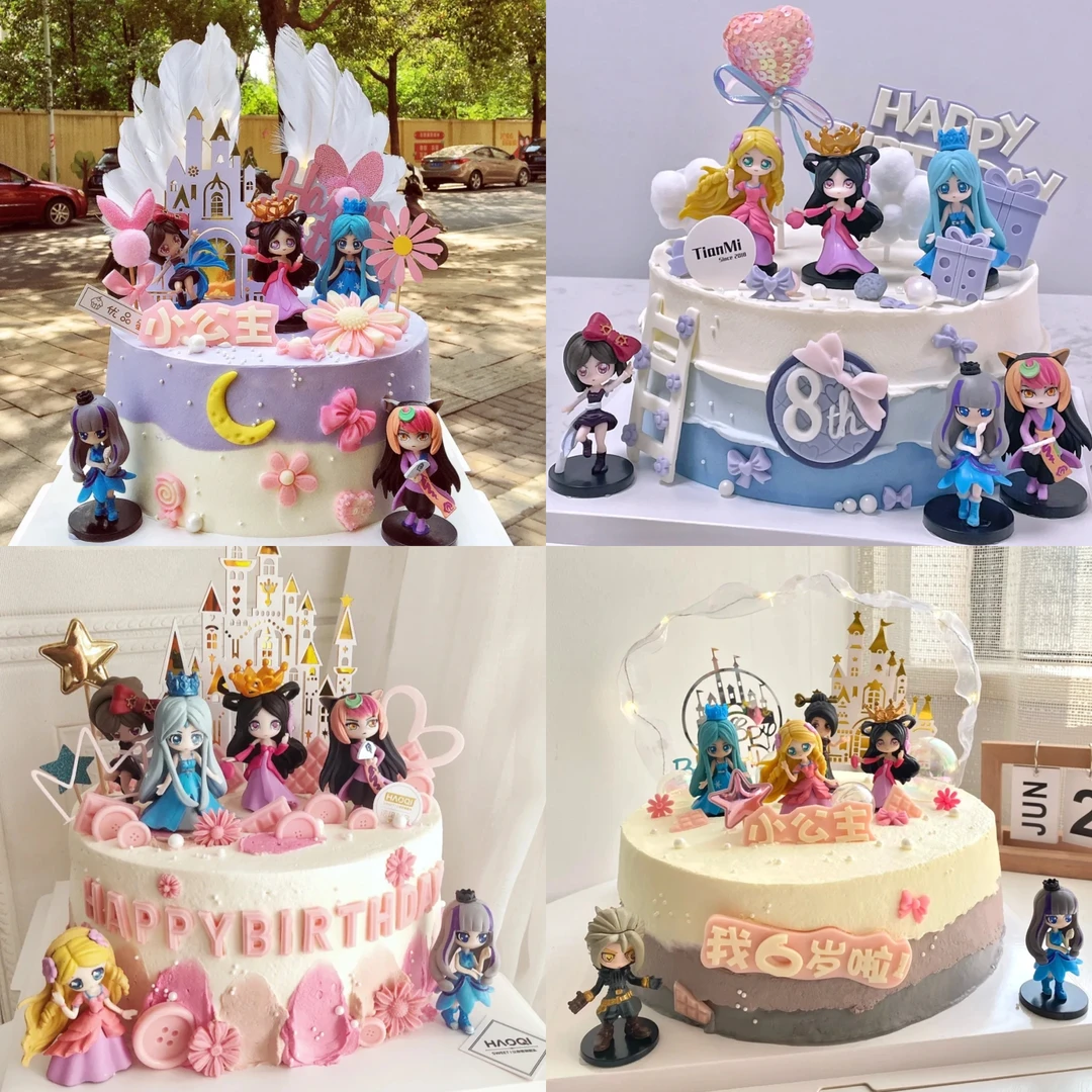 网红儿童女孩冰公主时间公主百日周岁卡通叶萝莉生日蛋糕全国送