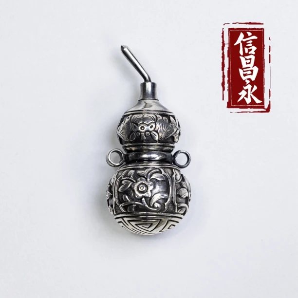 足银银制品 主播一天推推款纯银錾刻葫芦挂坠