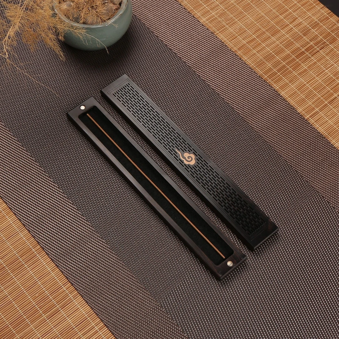 黑檀木卧香盒木质线香盒檀香炉线香插仿古实木卧香盒可点11厘米香