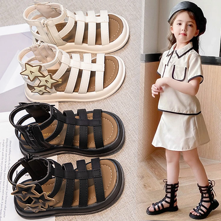 儿童凉鞋夏季2024新款儿童公主鞋露趾小女孩软底宝宝罗马凉鞋H580