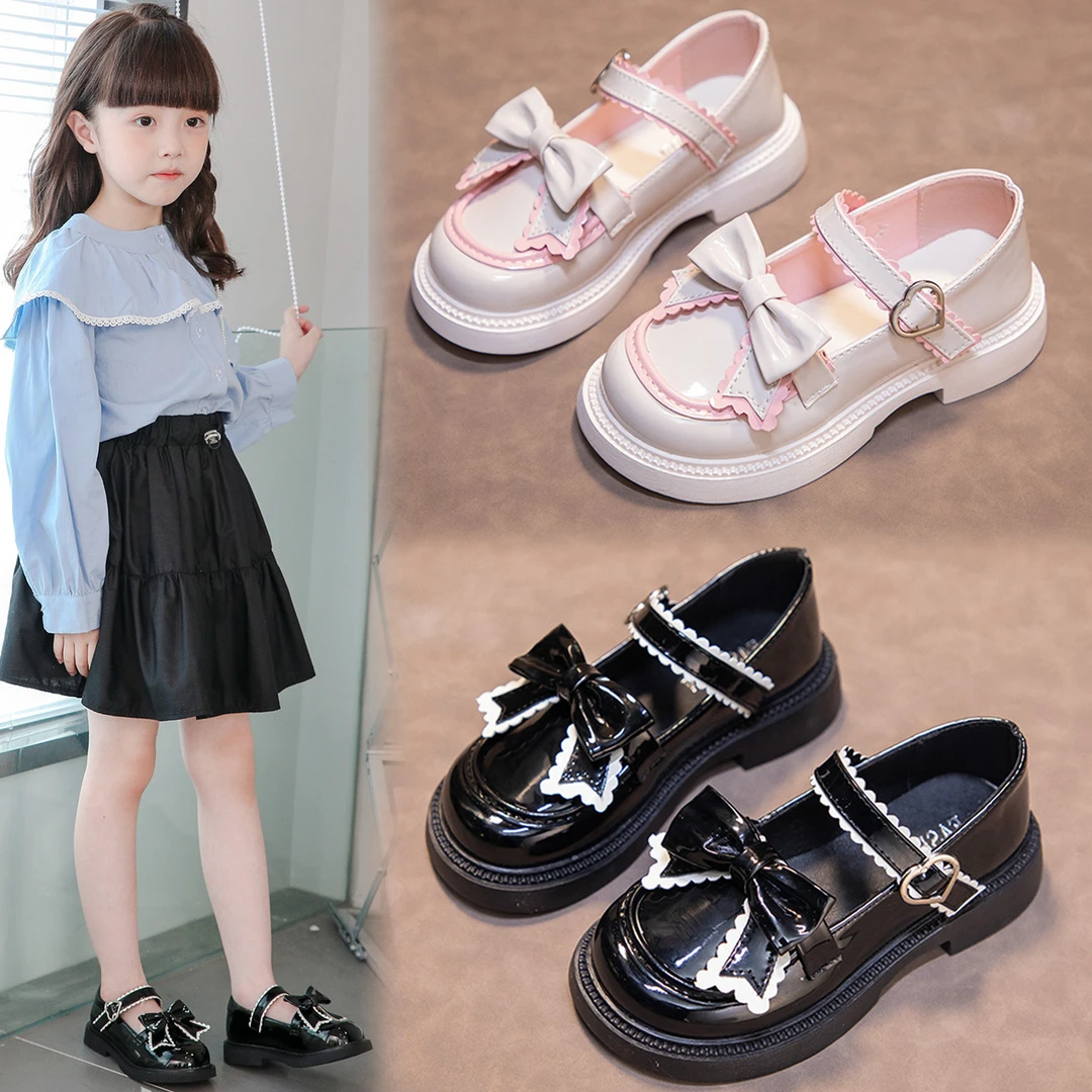 儿童公主皮鞋2025春秋季新款儿童黑色粉色皮鞋演出鞋子单鞋B009-