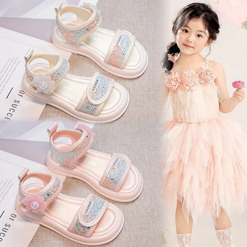 儿童爆款小女孩公主鞋夏季女软底洋气女童凉鞋夏款2024新款YK958