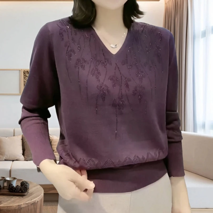 早秋季新款妈妈装打底衫女2024洋气减龄遮肉时尚气质薄款针织衫