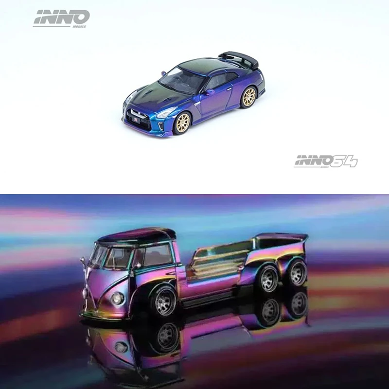 1:64 VW 拖车七彩电镀涂装 NISSAN GT-R (R35) 合金车模【两车装】
