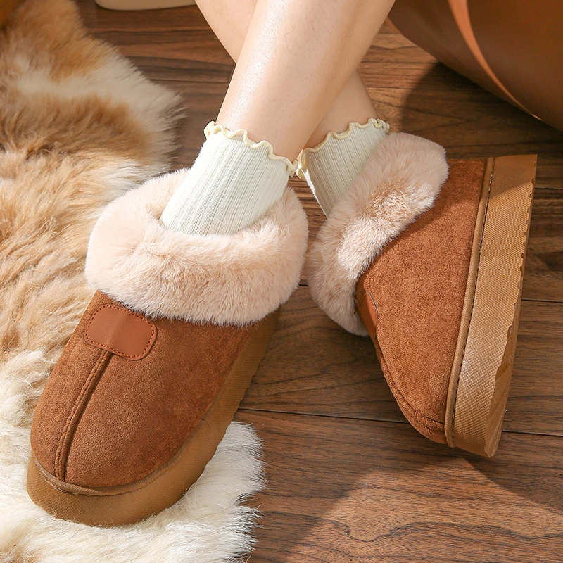 冬季保暖女士棉鞋2024新款加绒加厚防滑厚底雪地靴网红百搭男棉鞋