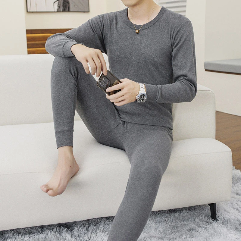 男士高档棉毛衫中领秋冬新款秋衣秋裤中老年保暖内衣套装两件套