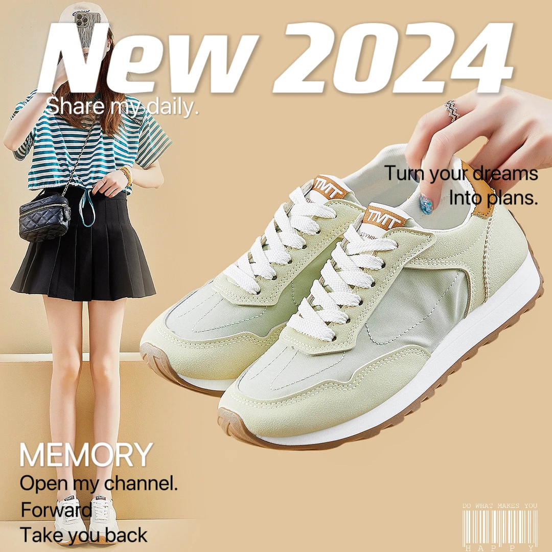 【外贸原单】日系夏季薄荷曼波冰丝德训鞋女百搭运动跑步增高老爹鞋