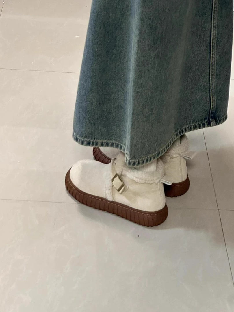 爆款百搭日系可爱加绒保暖雪地靴2024冬新款厚底棉鞋韩版学生棉靴