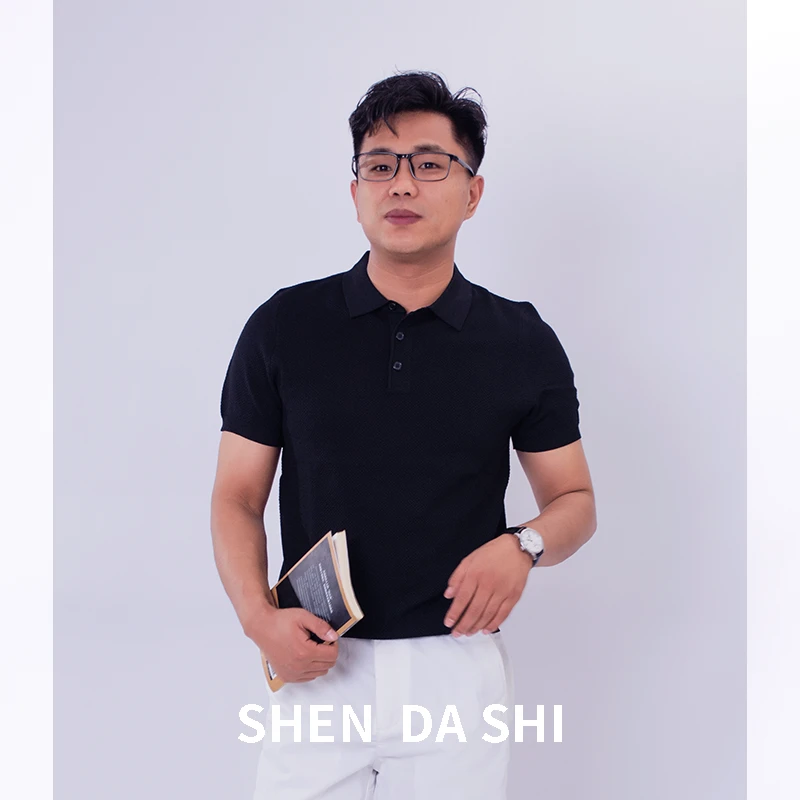 【绅达侍】夏季冰丝伊力特菠萝纹针织polo衫透气翻领商务休闲短袖