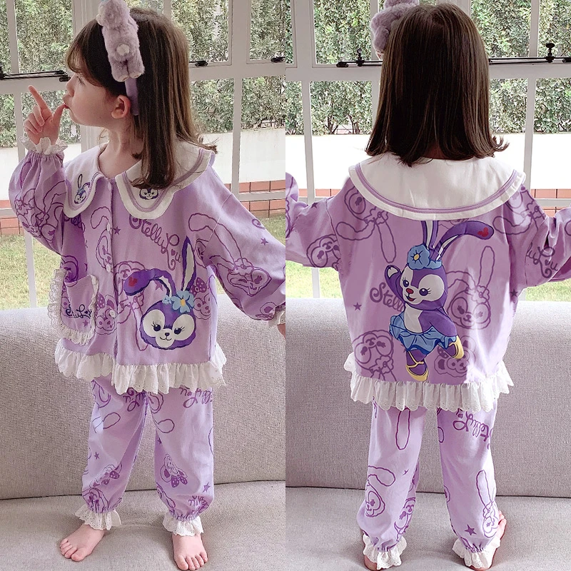 女童睡衣春秋季夏纯棉儿童女孩小孩秋款中大童长袖家居服套装秋冬
