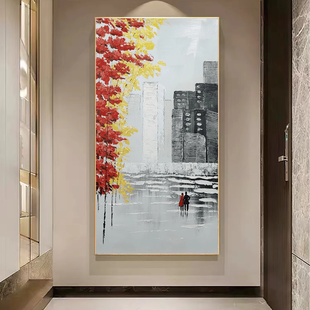 XG 713  一省相伴玄关画手绘油画装饰画高级玄关背景墙