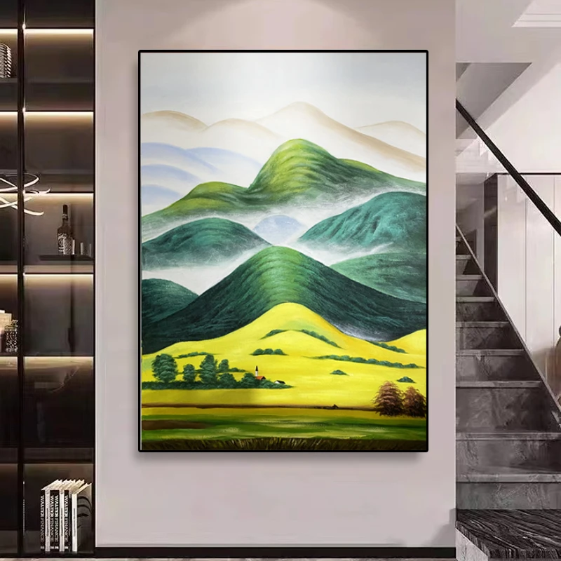 XG 648  《巨人山》手绘油画原创玄关装饰画玄关落地画轻奢背景