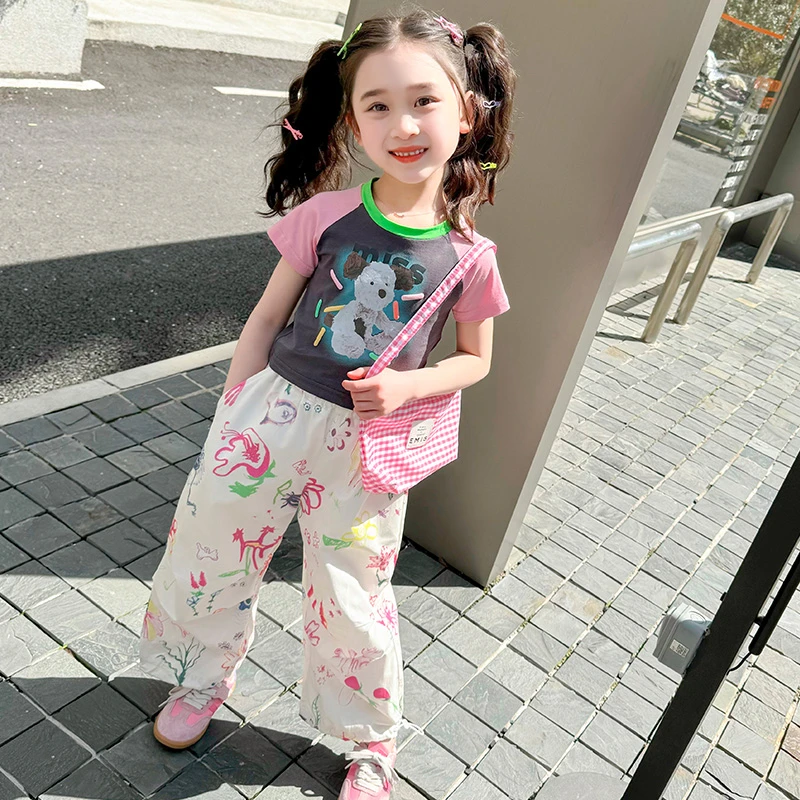 女童套装夏款2024新款洋气时髦女孩夏季衣服儿童夏装工装两件套女