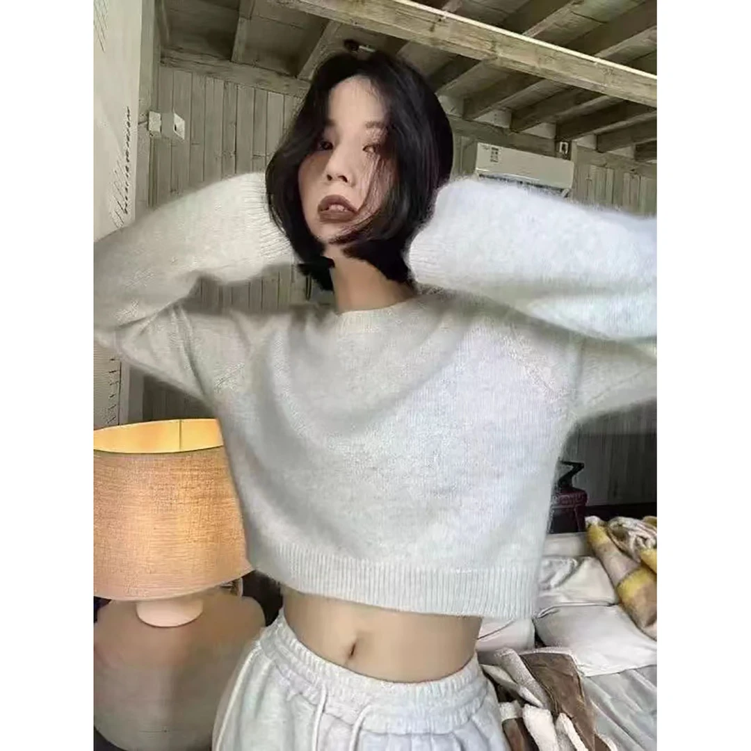 855 复古拉毛日系圆领宽松长袖毛衣休闲时尚