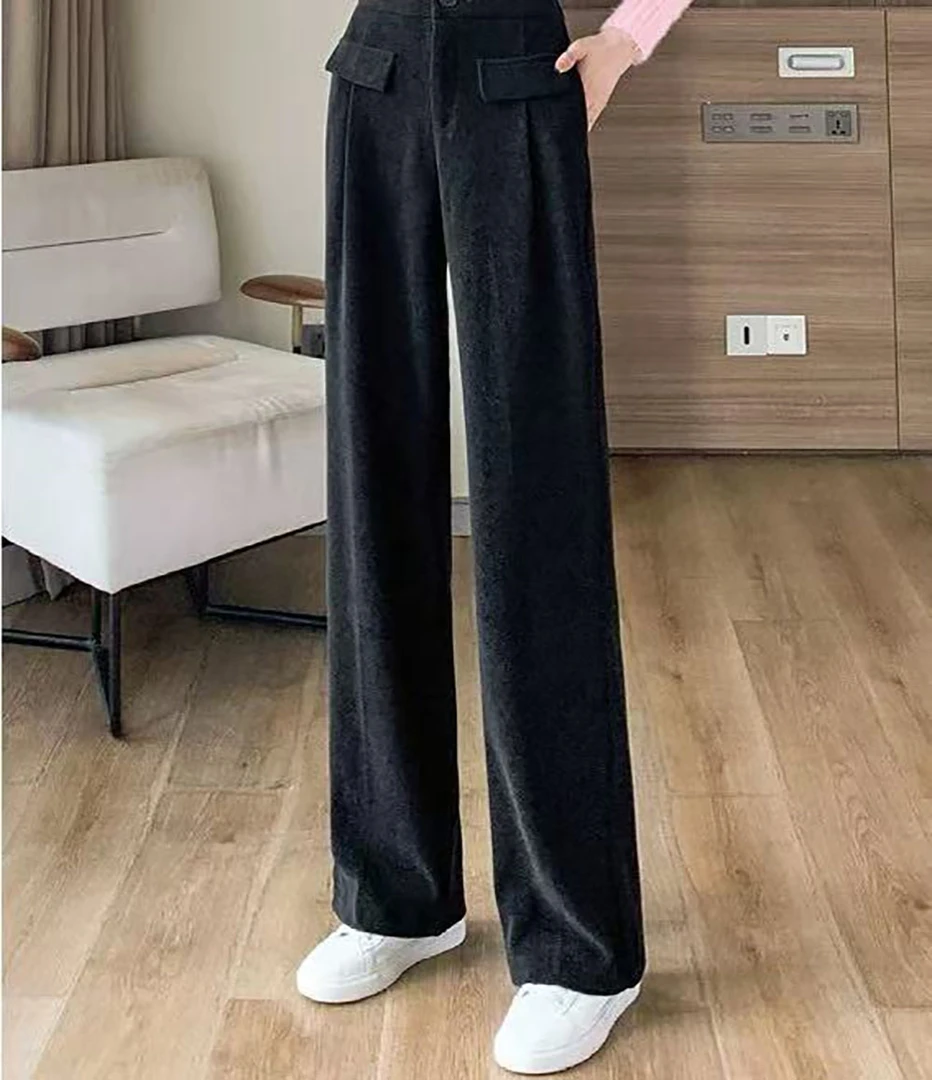 0488 直筒裤女高腰2024春秋款休闲裤垂感显瘦窄版阔腿裤子