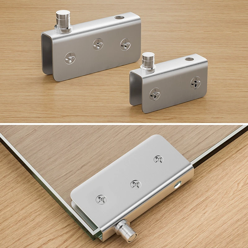 不锈钢玻璃门合页加厚浴室门铰链转轴橱柜酒柜免打孔磁碰门夹配件