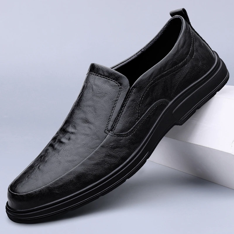 皮鞋男春季2025新款软底透气舒适休闲鞋时尚简约商务一脚蹬驾车鞋