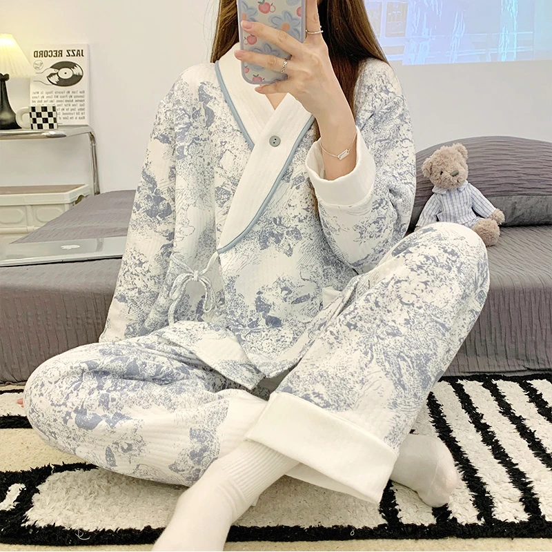 【10-3月份加厚空气棉】秋冬产后喂奶哺乳月子服怀孕期孕妇睡衣女